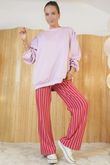 Shoreditch Stripe Lounge Flare Trouser Hot Pink & Red /5=
